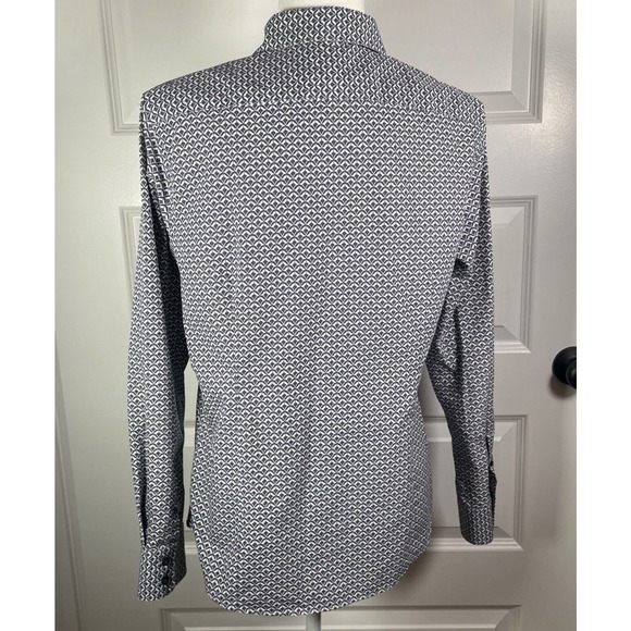 Lands End No Iron Supima Blue White Woman’s 12 Long Sleeve Blouse Button Up - Picture 5 of 6